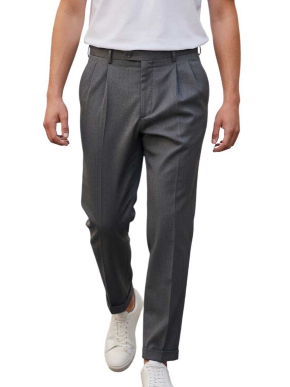 Savane Gray Trousers with Gold Embroidered Logo